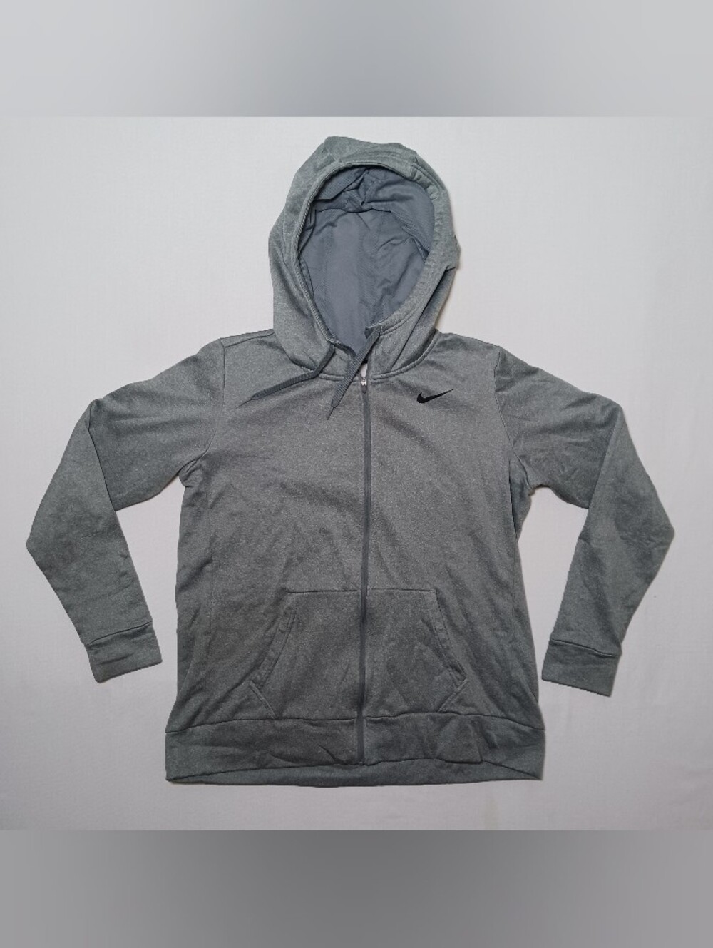 Nike Womens Therma Full Zip Fleece Hoodie Large Gray Dri-Fit 868740-065
